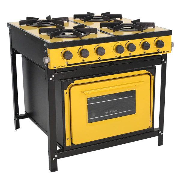 FOGÃO 4 BOCAS BRAVO C/ FORNO AMARELO BR-4BF AM - VENANCIO
