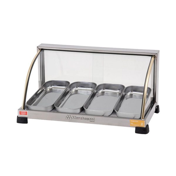 Estufa Ouro para Salgado Marchesoni – 4 Bandejas em Linha – Vidro Curvo – EF.2.041/042