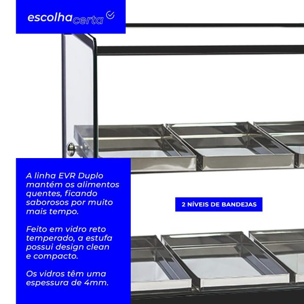 Estufa para Salgado Titã - Vidro Reto - Dupla - EVR 12BD - Básica - Image 2
