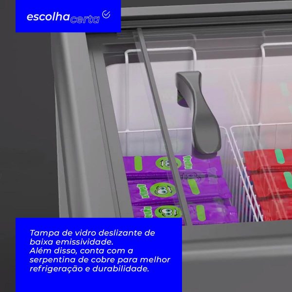 Conservador/Refrigerador Horizontal para Sorvete Gelopar – 220 Litros – GHDE-220 – Vidro Reto - Image 2
