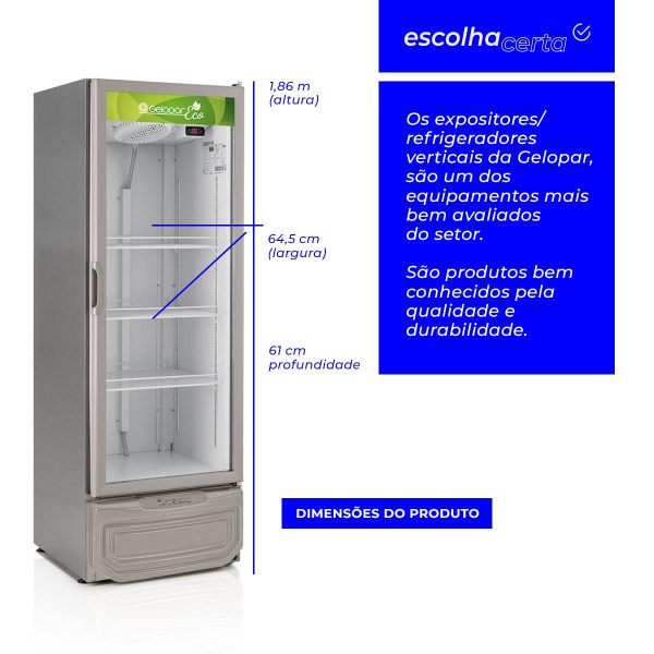 Refrigerador Vertical Gelopar – GRV-40ECOTI – 410L – Porta de Vidro - Linha Eco - Image 4