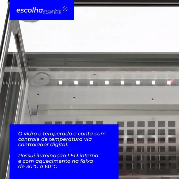 Vitrine Estufa Gelopar - Com Bandejas - MEQA-075RPR - 75cm - Aquecimento para Salgados - Image 2
