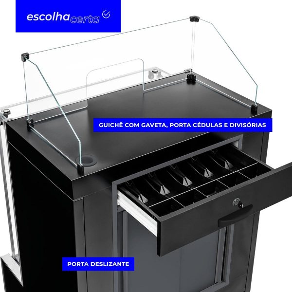 Vitrine Neutra com Caixa Gelopar - MPXA-075RPR - 75cm - com Guichê e Porta Cédulas - Linha Aurora - Image 2