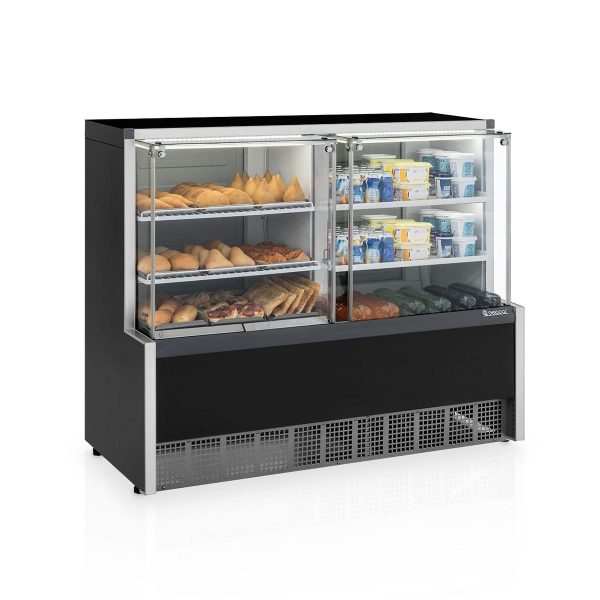 Vitrine Quente/Fria Gelopar - GQRA-140RPR - 2 Placas Frias - Dupla Ação - 1,40m - Linha Aurora