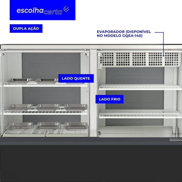 Vitrine Quente/Fria Gelopar - GQRA-140RPR - 2 Placas Frias - Dupla Ação - 1,40m - Linha Aurora - Image 2