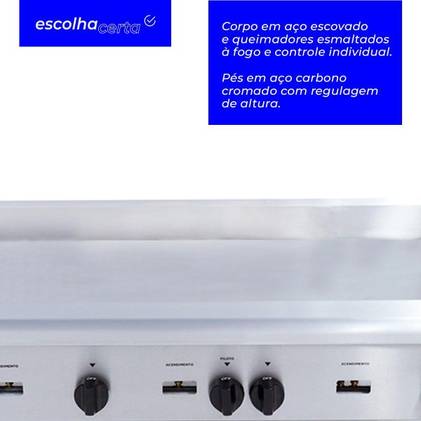 Chapa Americana à Gás Venâncio - 90cm - CG-90 - Gás GLP - Baixa Pressão - Image 3