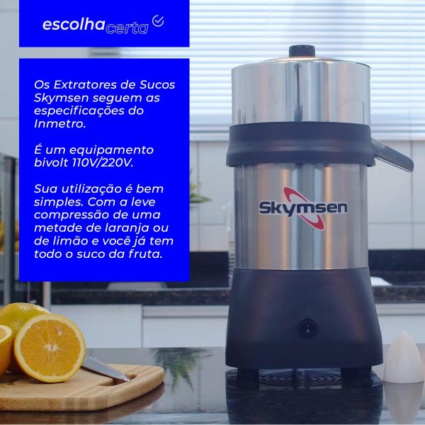 Extrator de Sucos Inox Skymsen - Linha ESB SUPER-N - Laranja e Limão - Bivolt - Copo + Castanhas - Image 2