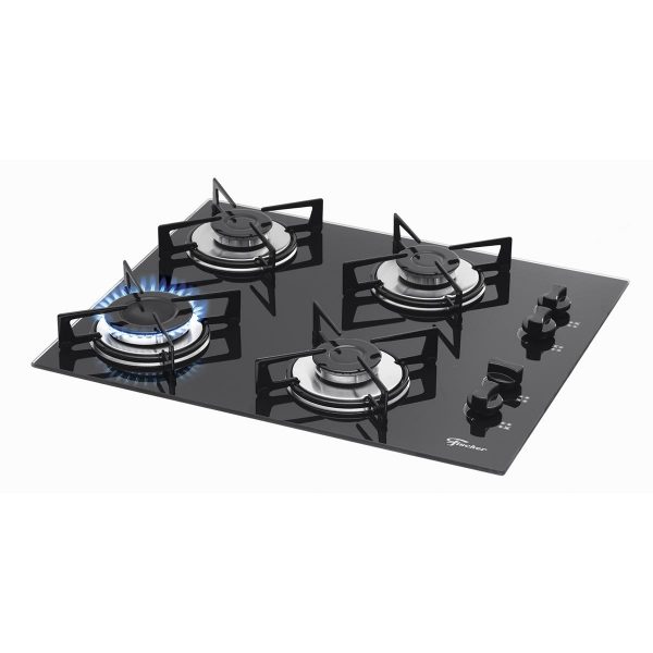 Fogão Cooktop à Gás Fischer - 4 Bocas - Mesa em Vidro Temperado