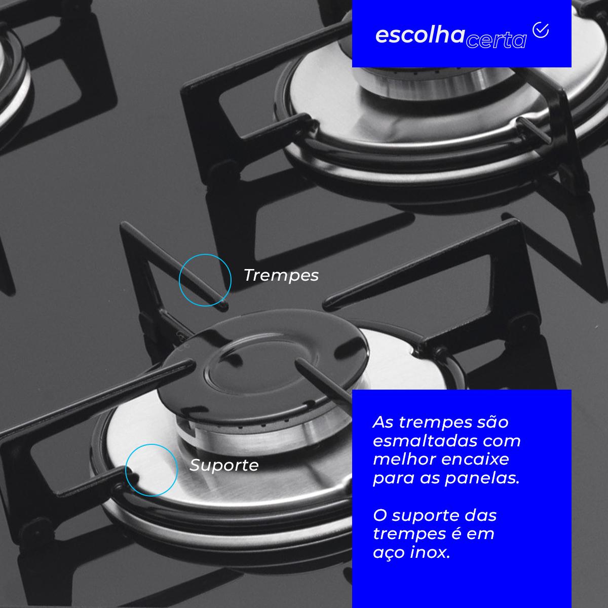Fogão Cooktop à Gás Fischer - 4 Bocas - Mesa em Vidro Temperado - Image 2
