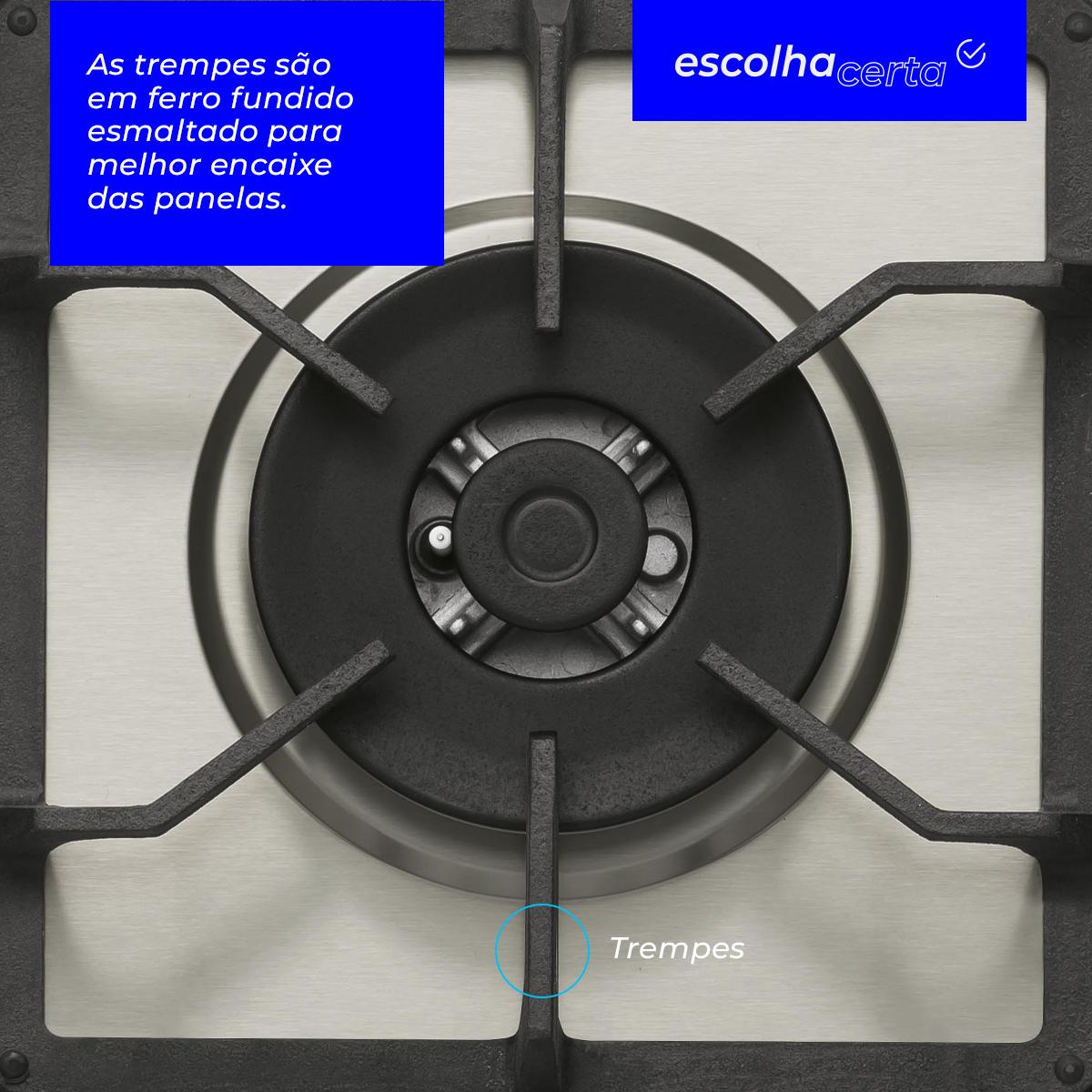 Fogão Cooktop à Gás Fischer - 5 Bocas - Linha Infinity - Tripla Chama - Mesa Inox - Image 5