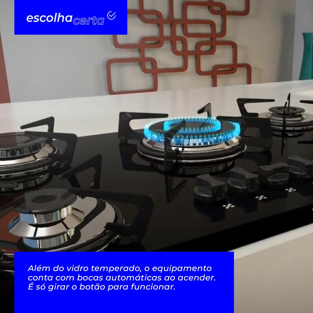 Fogão Cooktop à Gás Fischer - 5 Bocas - TC e Mesa em Vidro Temperado - Image 2