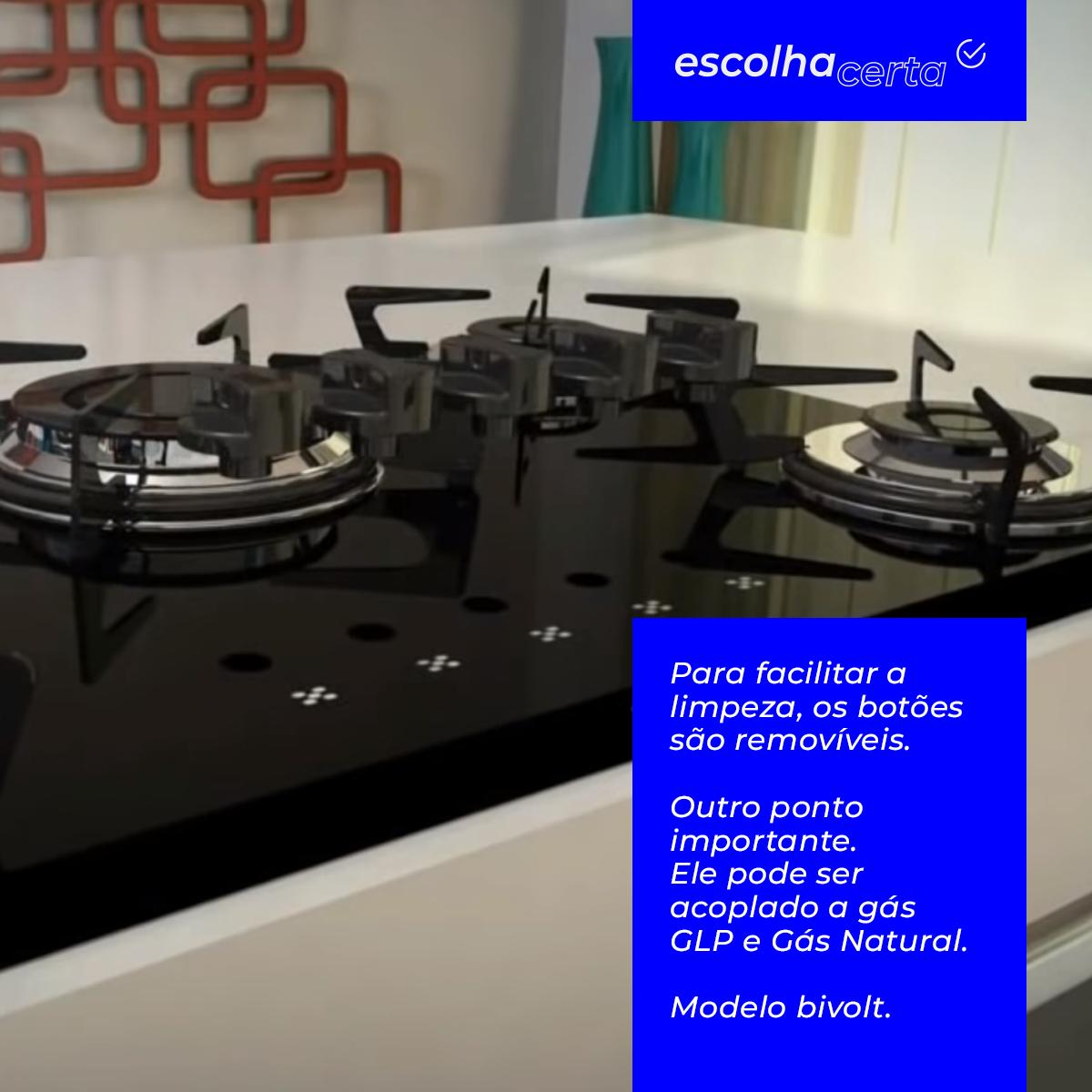 Fogão Cooktop à Gás Fischer - 5 Bocas - TC e Mesa em Vidro Temperado - Image 4