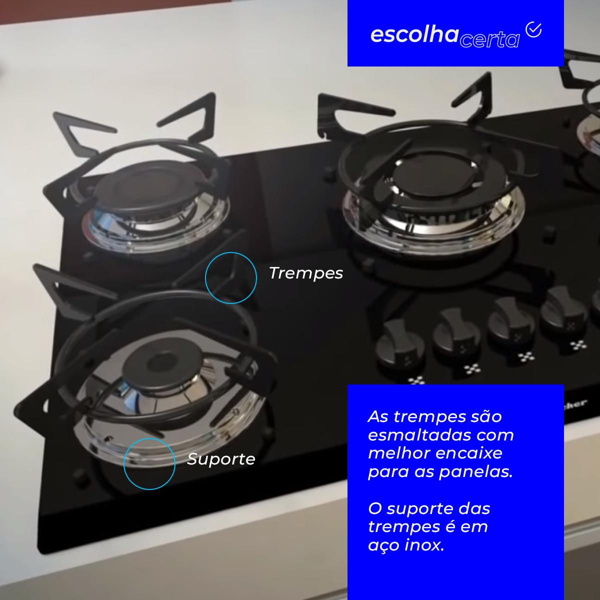 Fogão Cooktop à Gás Fischer - 5 Bocas - TC e Mesa em Vidro Temperado - Image 5