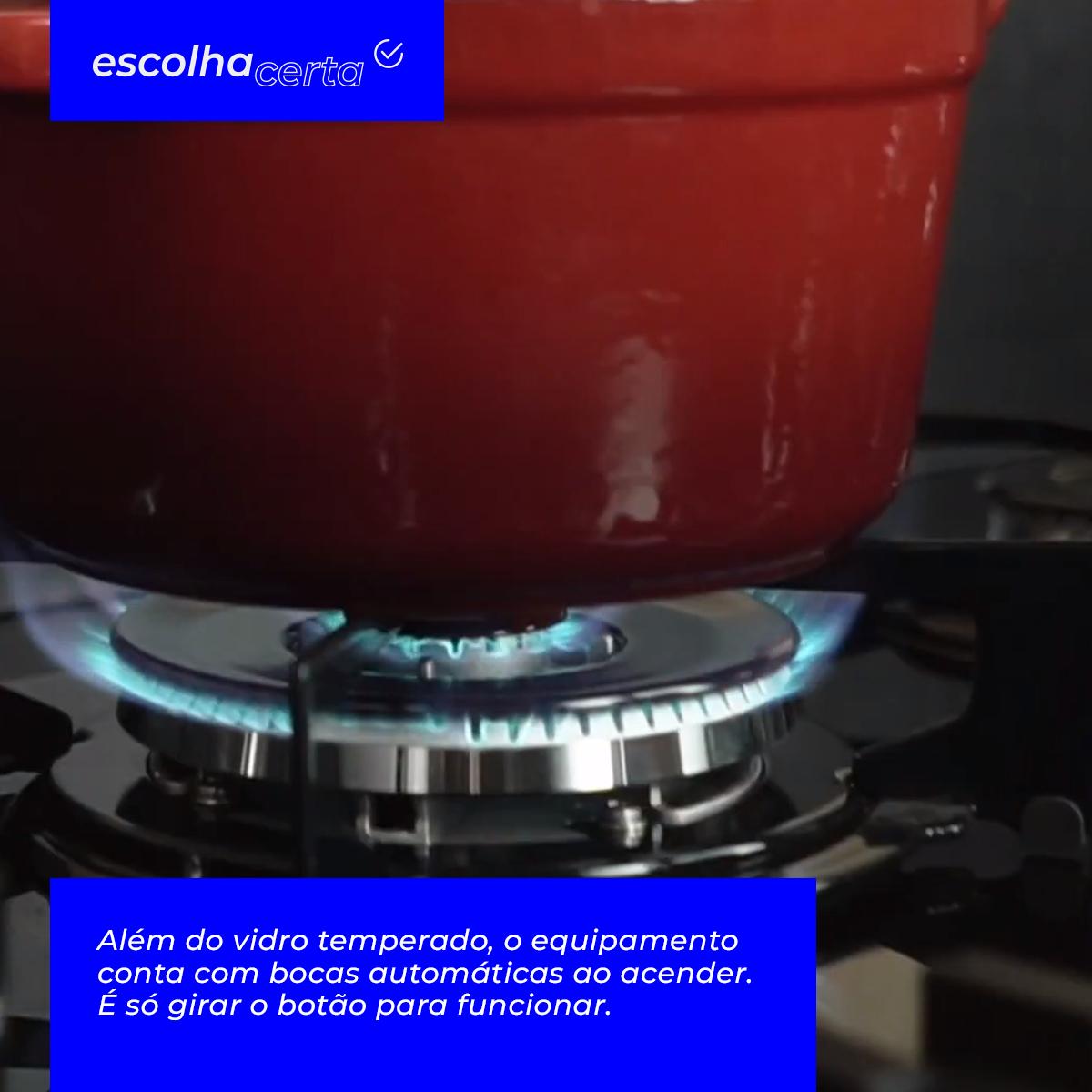 Fogão Cooktop à Gás Fischer – 5 Bocas – Fit Line - Tripla Chama e Mesa de Vidro - Image 2