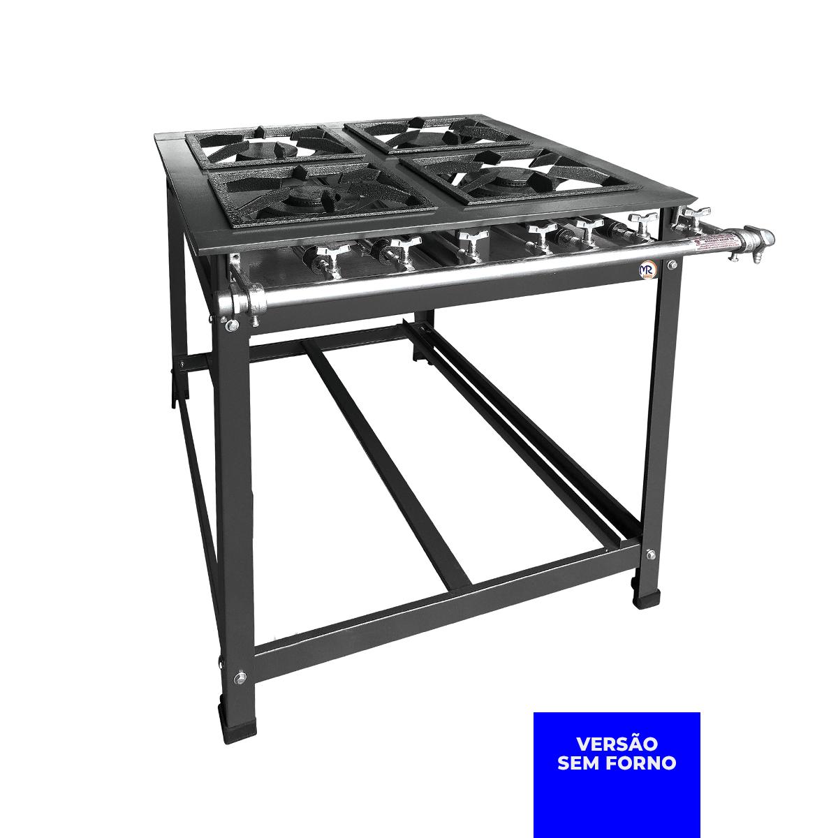 Fogão Industrial c/ Forno MR Fogões – 4 Bocas – 30×30 – Perfil 7 - Porta de Vidro - Image 2
