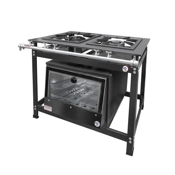 Fogão Industrial c/ Forno MR Fogões - 2 Bocas - 40x40 - Perfil 8 - Porta Vidro