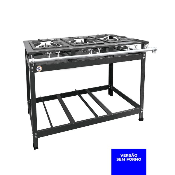 Fogão Industrial c/ Forno MR Fogões - 3 Bocas - 40x40 - Perfil 8 - Porta Vidro - Image 2