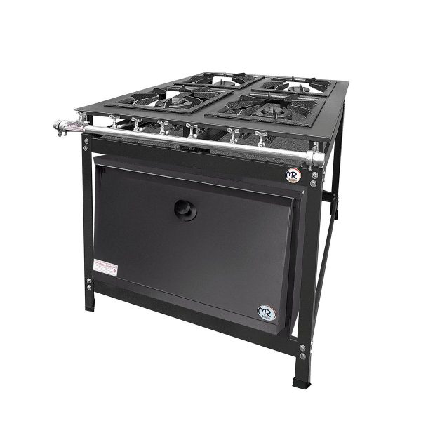 Fogão Industrial c/ Forno MR Fogões - 4 Bocas - 40x40 - Perfil 8 - Porta Inox