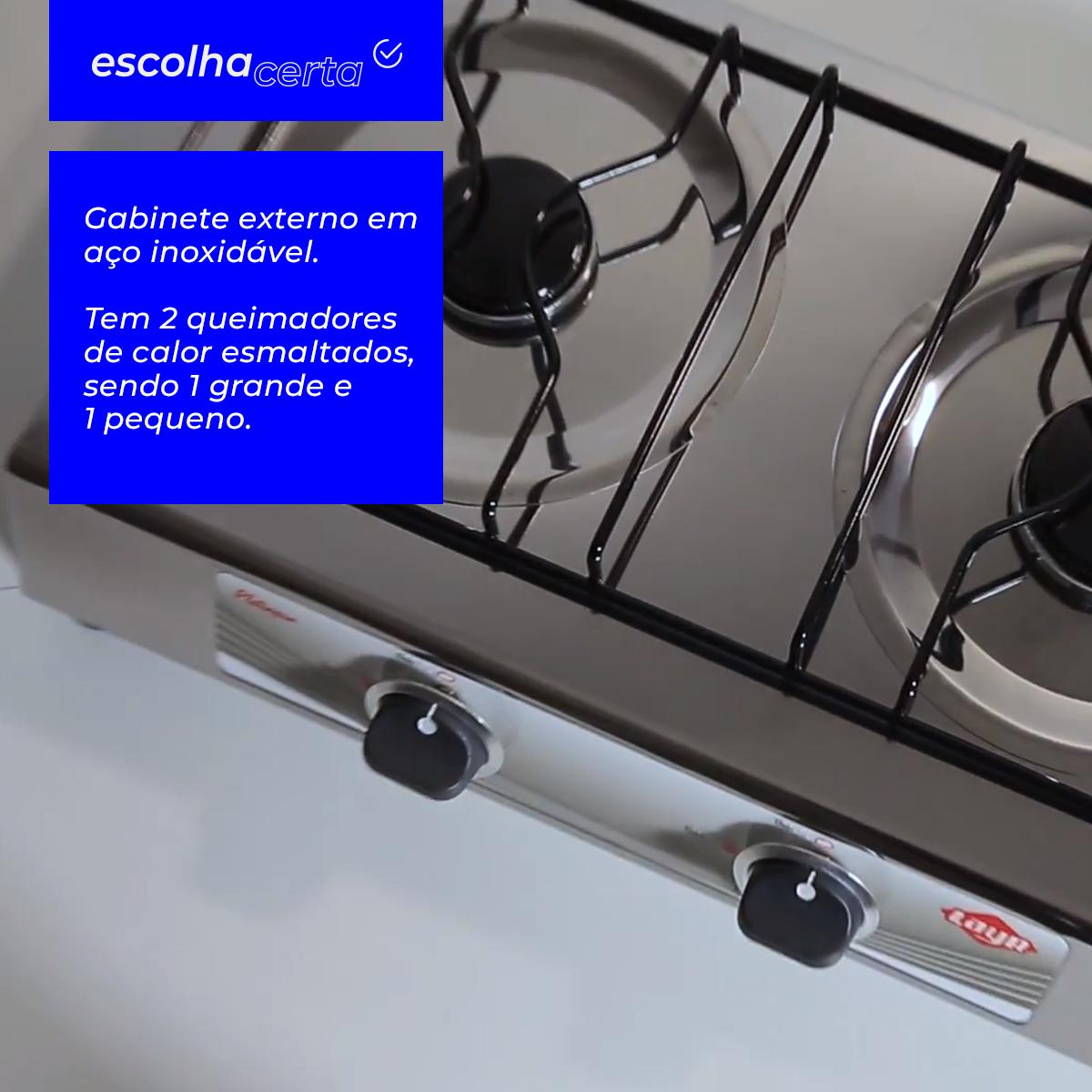 Fogão à Gás de Mesa Layr - 2 Bocas - Platinyum Inox - Image 2