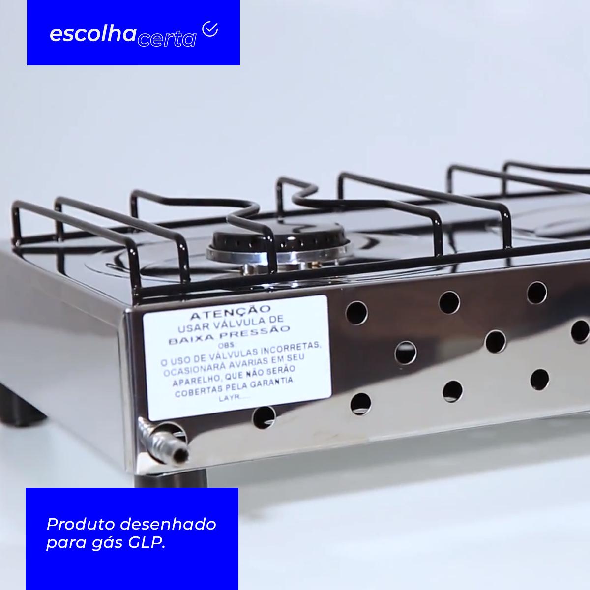 Fogão à Gás de Mesa Layr - 2 Bocas - Platinyum Inox - Image 3