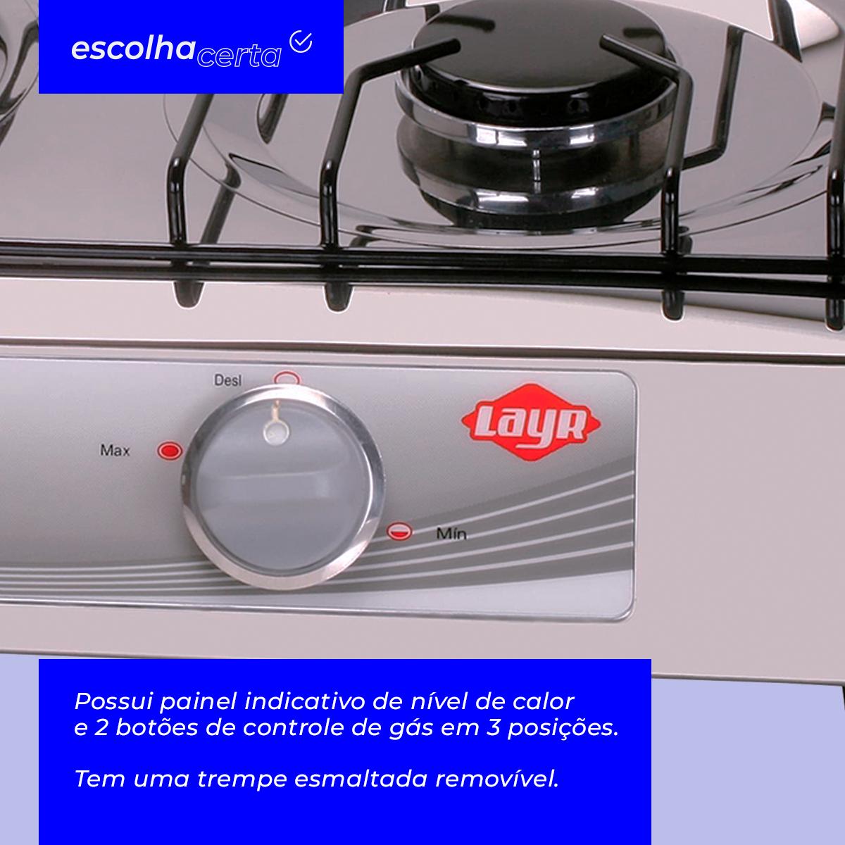Fogão à Gás de Mesa Layr - 2 Bocas - Platinyum Inox - Image 4