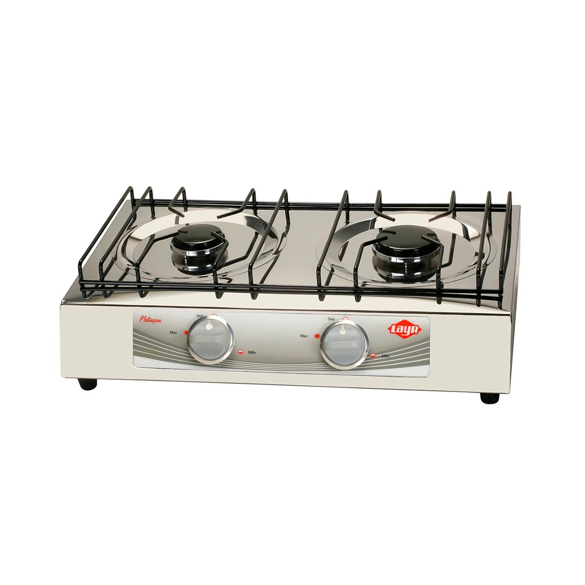 Fogão à Gás de Mesa Layr - 2 Bocas - Platinyum Inox