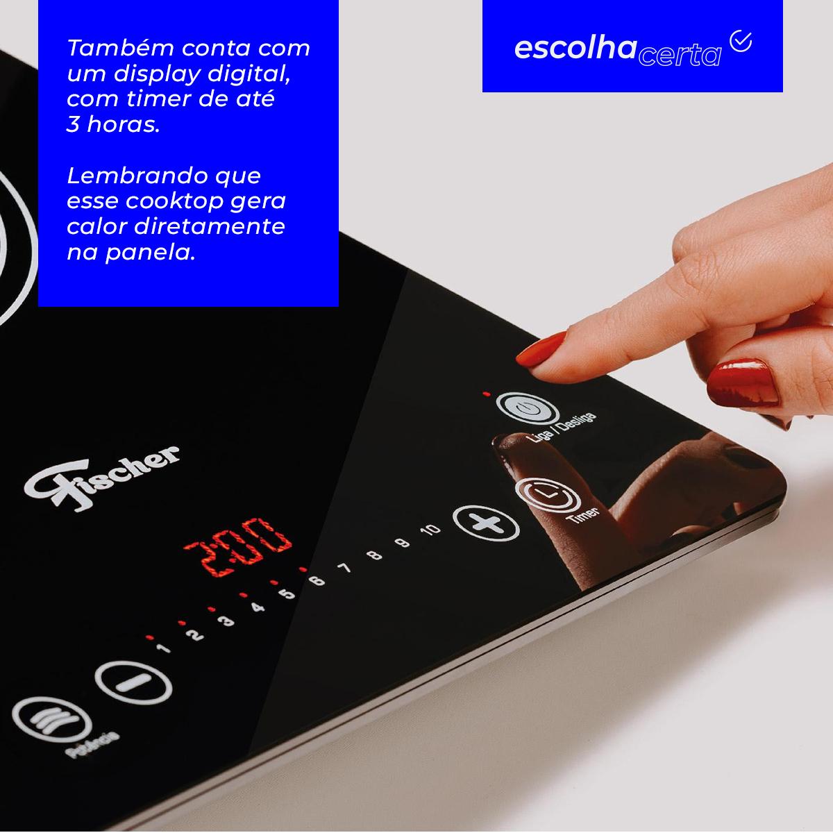 Fogão Cooktop Elétrico da Fischer - 1 Boca - Por Indução e com Vitrocerâmica - Image 4