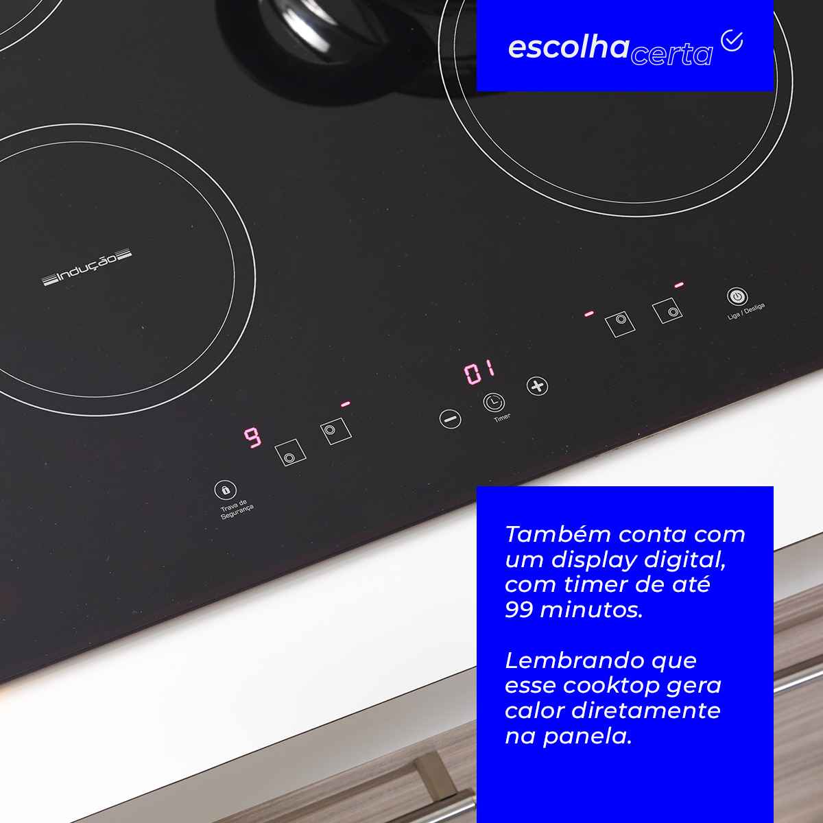 Fogão Cooktop Elétrico da Fischer - 4 Bocas - Por Indução e com Vitrocerâmica - Image 2