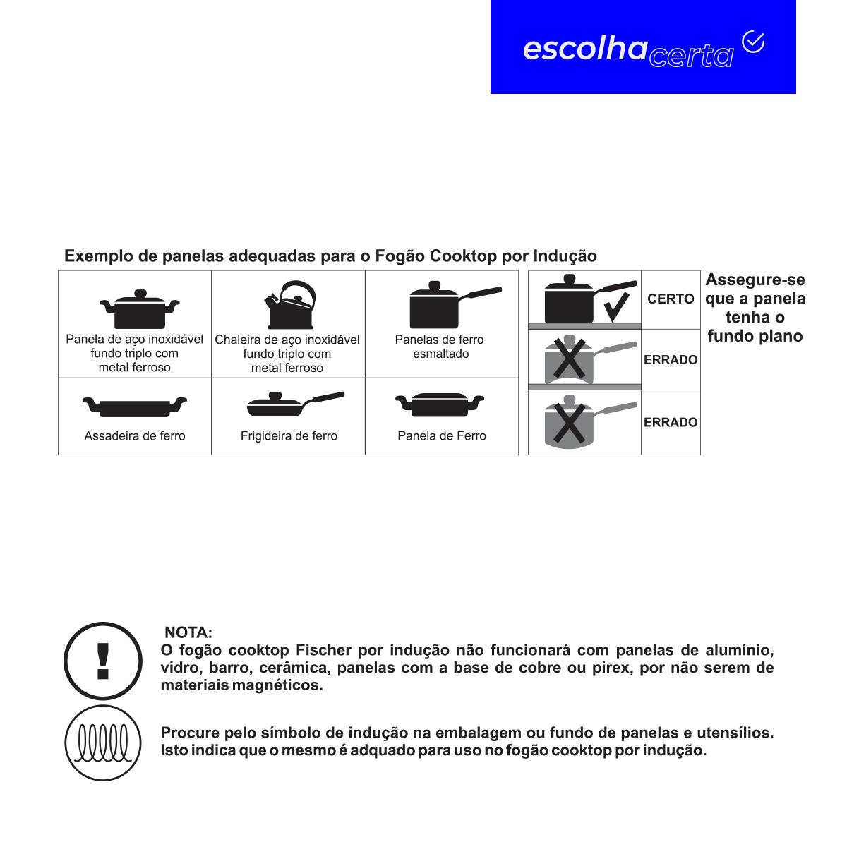Fogão Cooktop Elétrico da Fischer - 4 Bocas - Por Indução e com Vitrocerâmica - Image 6
