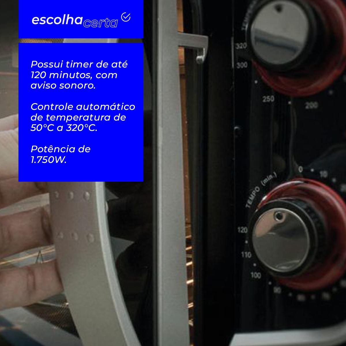 Forno Elétrico de Bancada Fischer - 44 Litros - Gourmet Grill - Prata - 1750 Watts - Image 2