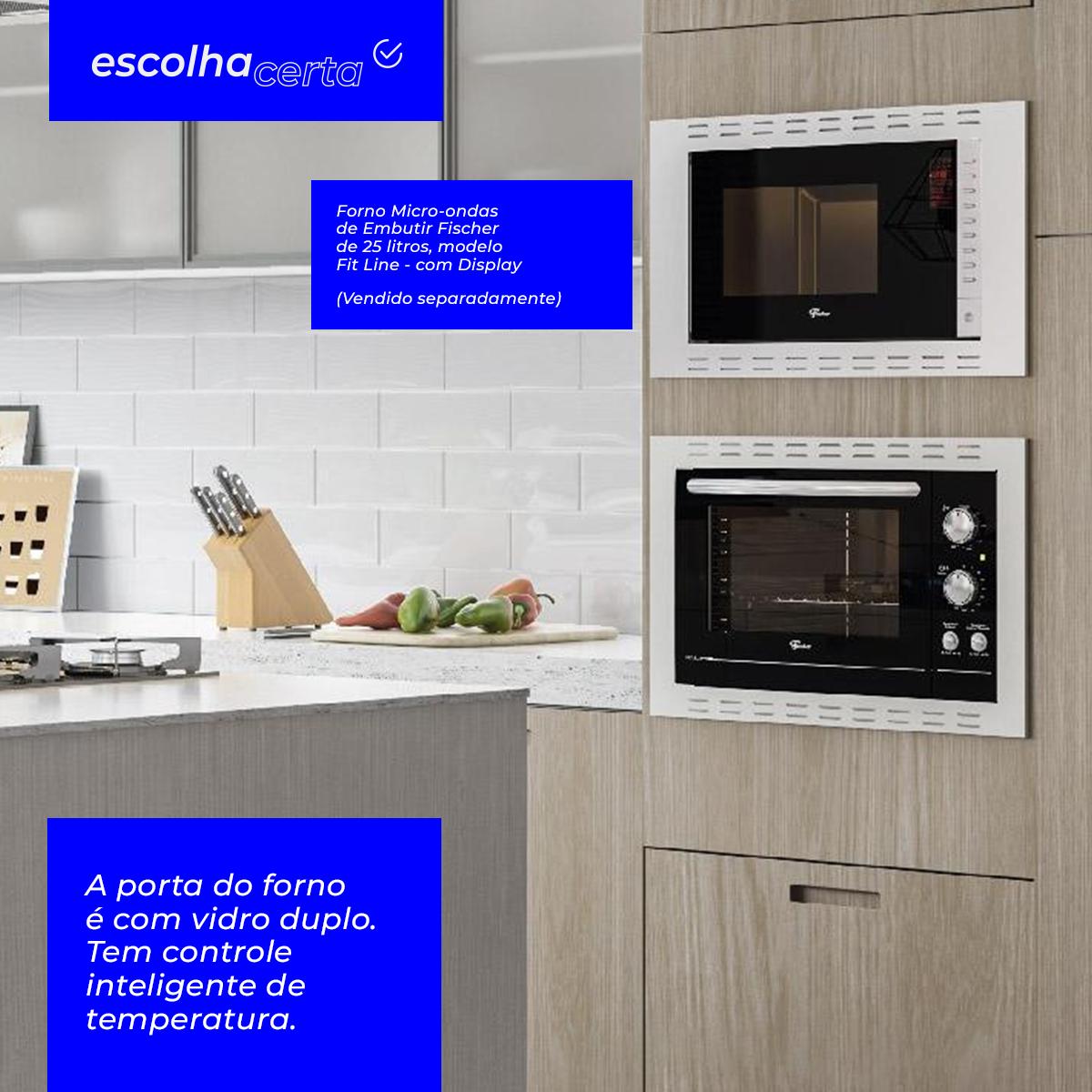 Forno Elétrico de Embutir Fischer - 44 Litros - Fit Line - Frontal Inox - Image 2