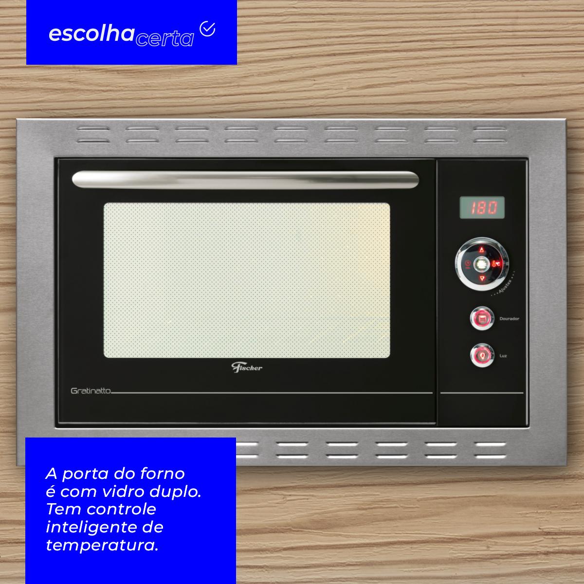 Forno Elétrico de Embutir Fischer - 44 Litros – Linha Gratinatto – Frontal Inox - Com Display/Timer Digital – 1750 Watts - Image 2