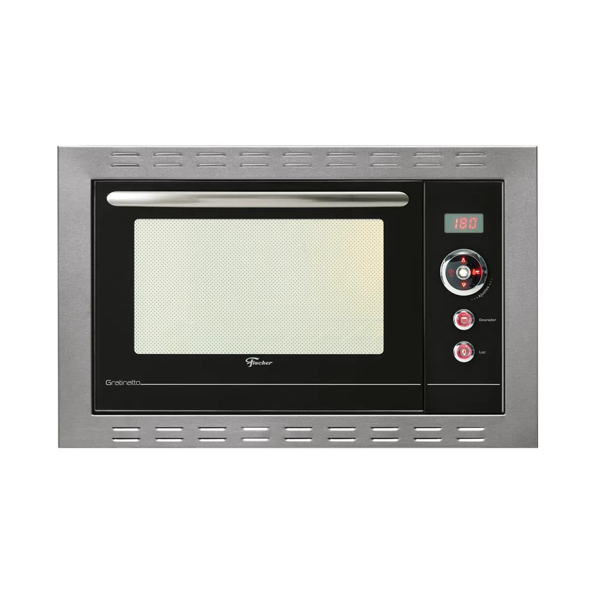 Forno Elétrico de Embutir Fischer - 44 Litros – Linha Gratinatto – Frontal Inox - Com Display/Timer Digital – 1750 Watts