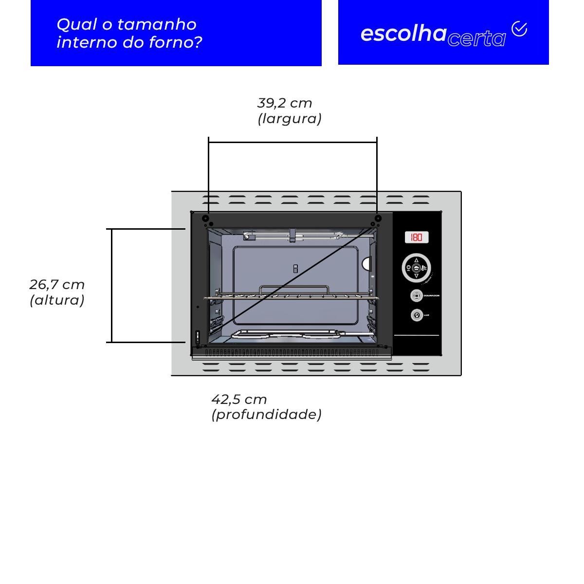 Forno Elétrico de Embutir Fischer - 44 Litros – Linha Gratinatto – Frontal Inox - Com Display/Timer Digital – 1750 Watts - Image 5