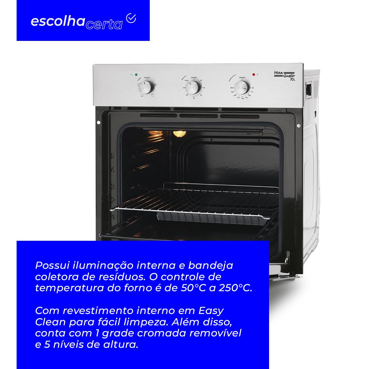 Forno Elétrico de Embutir Fischer - 70 Litros - Vidro Triplo - Linha Max Gusto - 2400 Watts - Image 3