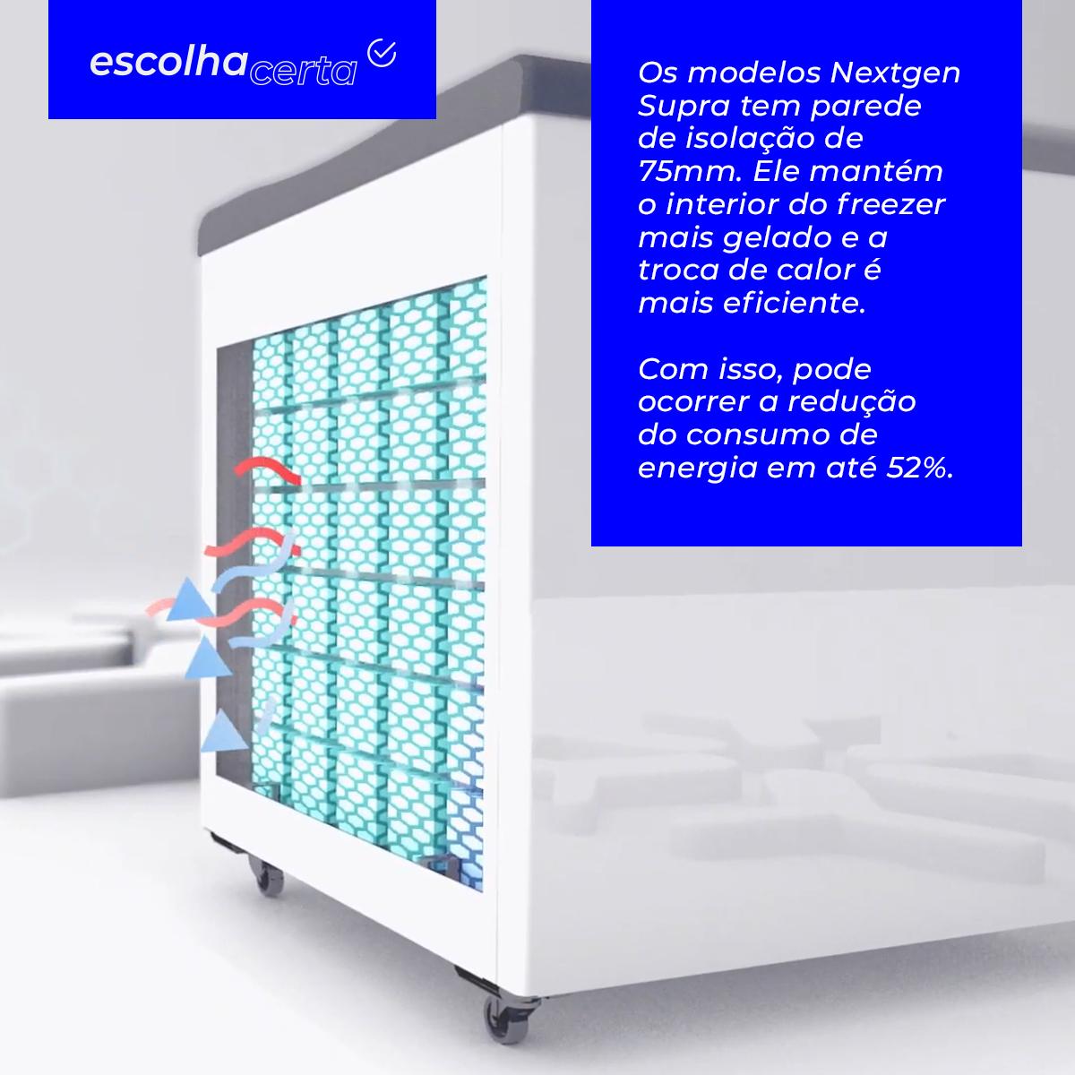 Freezer/Refrigerador Horizontal para Sorvetes e Congelados Metalfrio - NF55S - Tampa de Vidro - 491 Litros - Nextgen Supra - Image 5