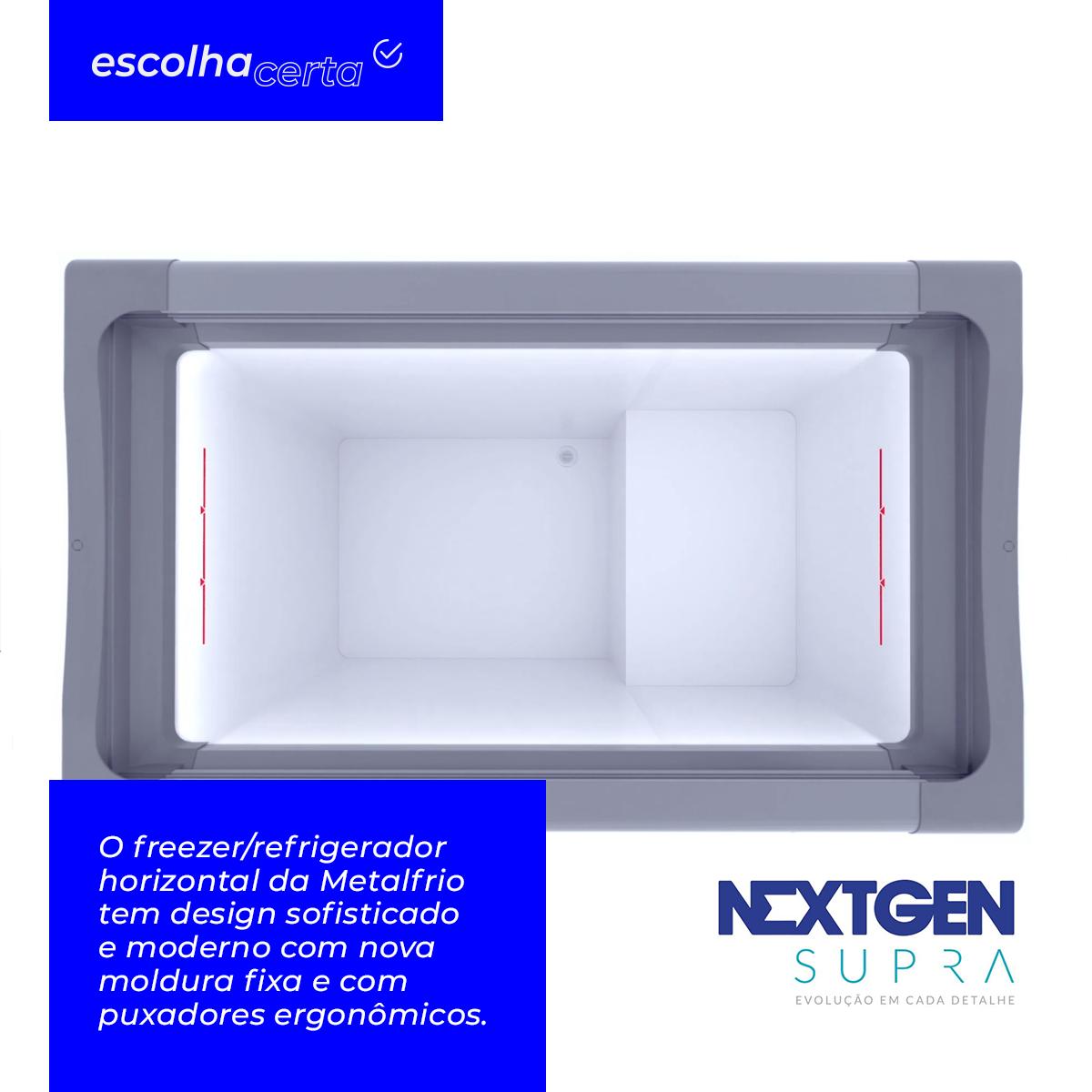 Freezer/Refrigerador Horizontal para Sorvetes e Congelados Metalfrio - NF55S - Tampa de Vidro - 491 Litros - Nextgen Supra - Image 2