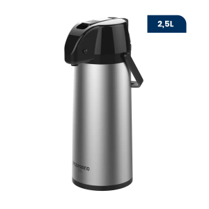 Garrafa Térmica Soprano - 2,5L - Linha Exclusiva - Inox/Preto - Com Alavanca Retrátil