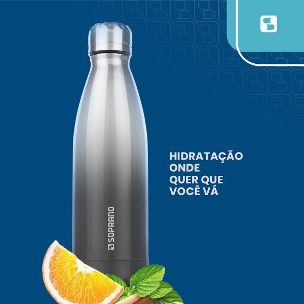 Squeeze Soprano - 600ml - Linha Urbana - Inox + Cor - Vedação em Silicone - BPA Free - Image 2