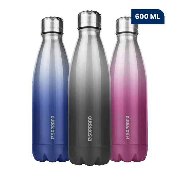 Squeeze Soprano - 600ml - Linha Urbana - Inox + Cor - Vedação em Silicone - BPA Free